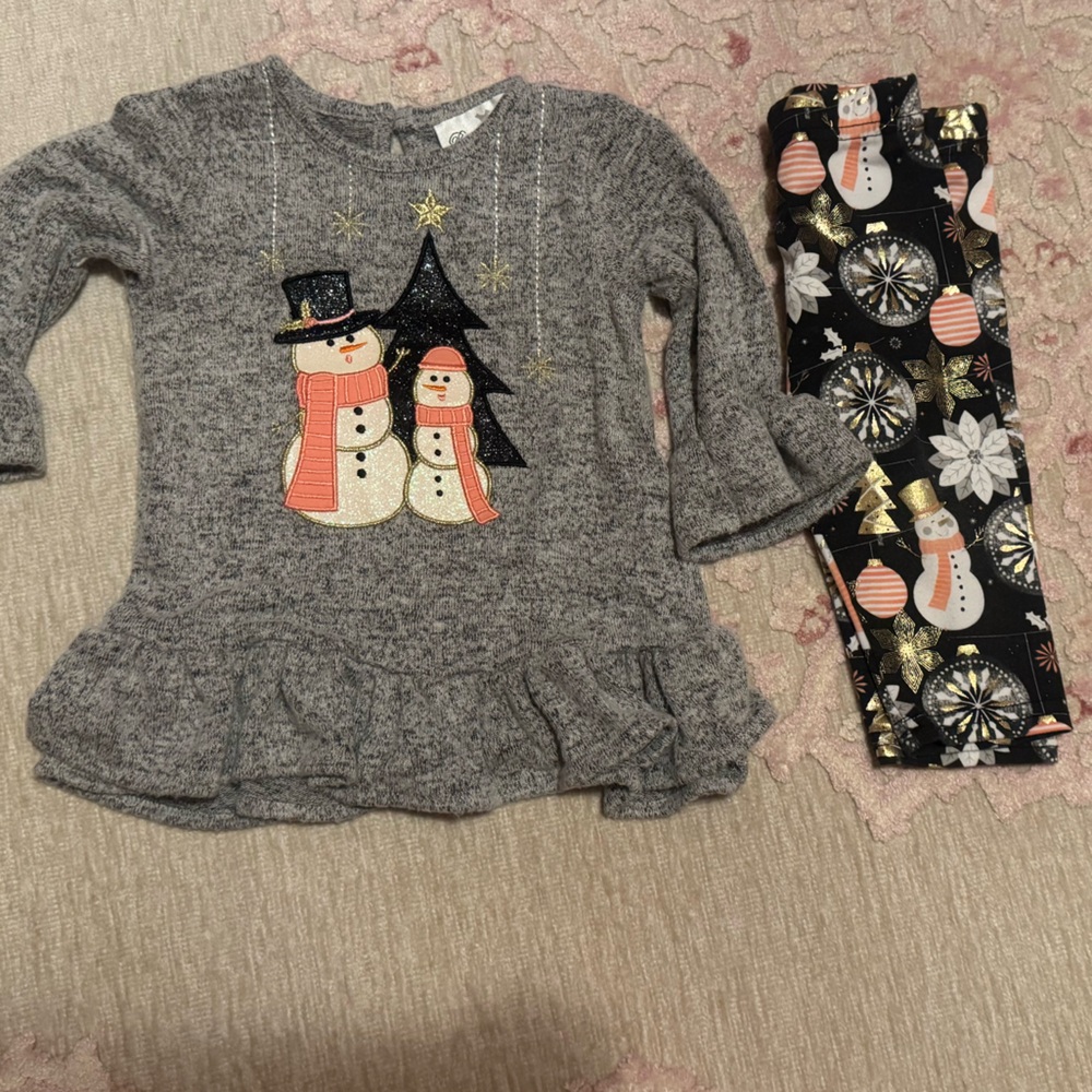Rare Editions Gray and Black Snowman Outfit